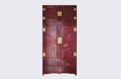保定高端中式家居装修深红色纯实木衣柜